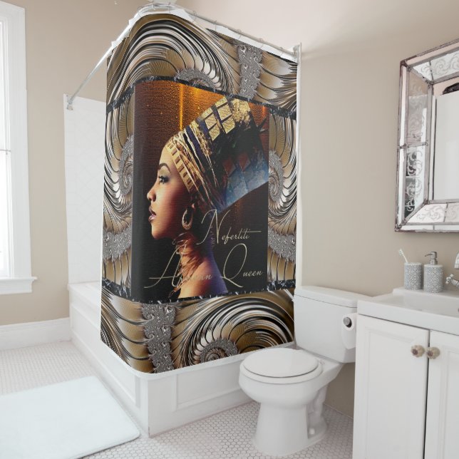 Rideaux De Douche La reine africaine Nefertiti (En situation)
