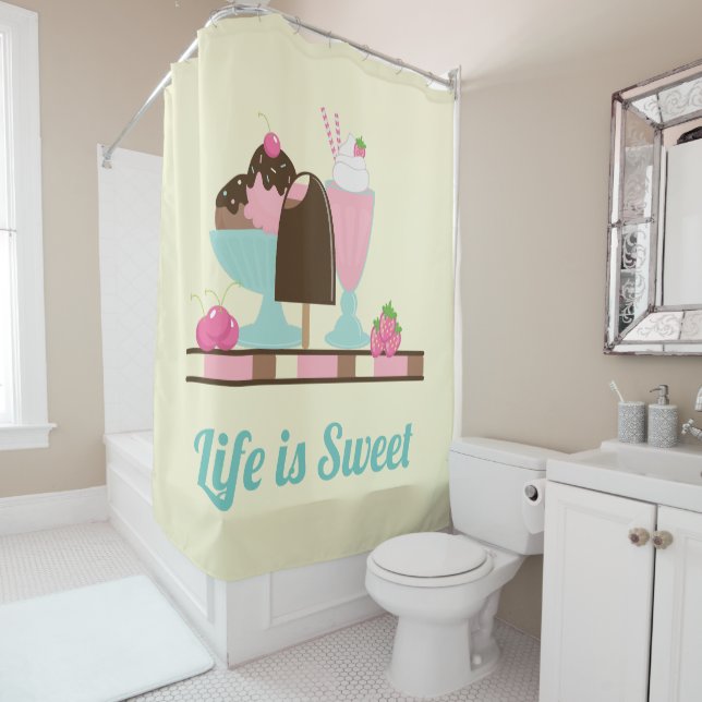 Rideaux De Douche La vie est douce délicieuse crème glacée (En situation)