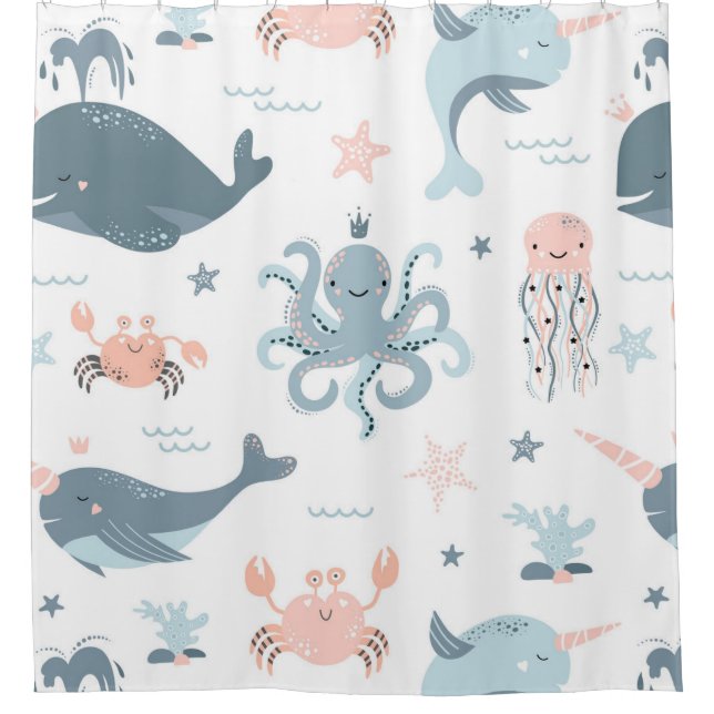 Rideaux De Douche La Vie Océanique Sous La Mer (Devant)