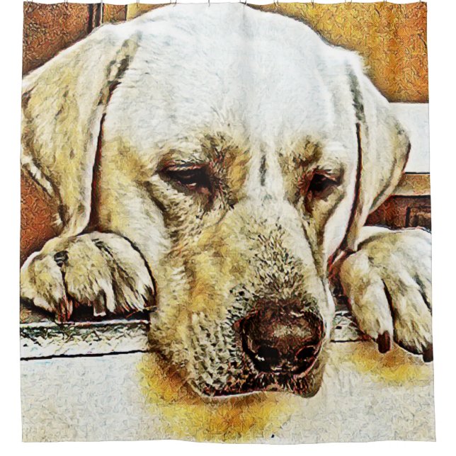 Rideaux De Douche Labrador retriever jaune sur la porte (Devant)