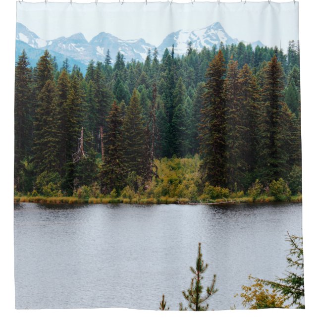 RIDEAUX DE DOUCHE LAC AVEC DES ARBRES SUR LES CÔTÉS (Devant)