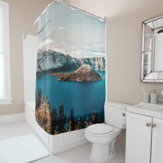 Rideaux De Douche Lac Crater du sud de l'Oregon  (En situation)