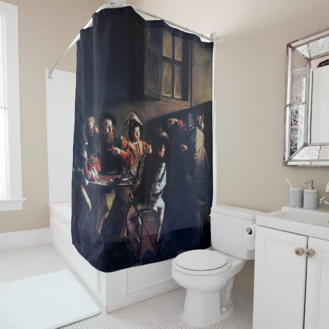 Rideaux De Douche L'appel de Saint Matthieu, Caravaggio (En situation)