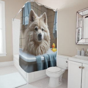 Rideaux De Douche Lapphound finlandais Détendu Endormi Mignon Drôle