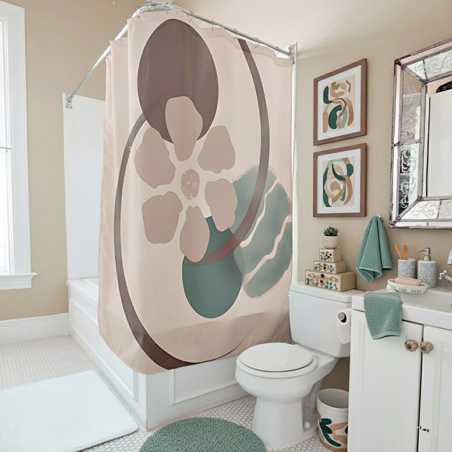 Rideaux De Douche L'art Abstrait de la fleur Yin Yang (Créateur téléchargé)