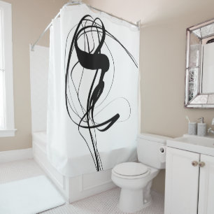 Rideaux De Douche L'art Abstrait minimaliste noir et blanc