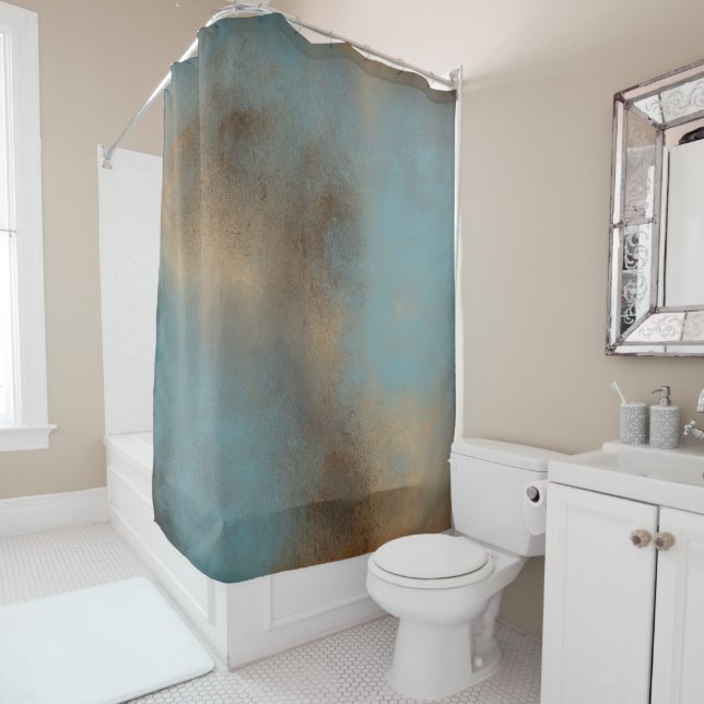 Rideaux De Douche L'Art Contemporain Bleu Abstrait (En situation)