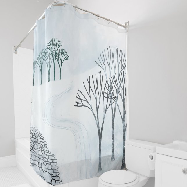 Rideaux De Douche L'Art Paysager De Neige D'Hiver (Winter landscape scene trees and snow art shower curtain)