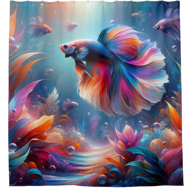 Rideaux De Douche "L'art siamois combattant le poisson" (Devant)