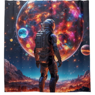 Rideaux De Douche L'astronaute et les planètes colorées