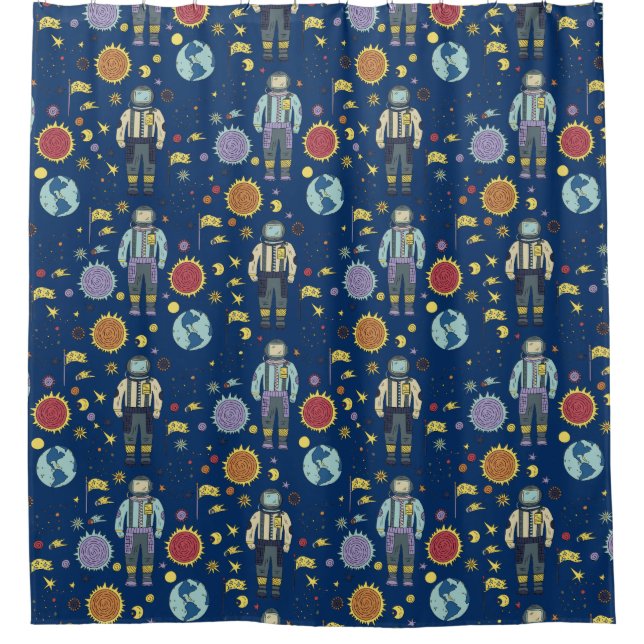 Rideaux De Douche L'astronaute spatiale Homme coloré (Devant)