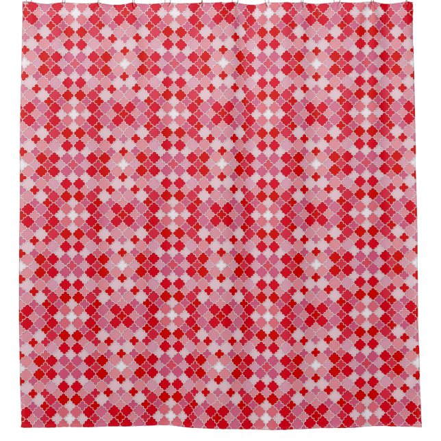 Rideaux De Douche Lattice Quatrefoil Motif brillant Crimson (Devant)