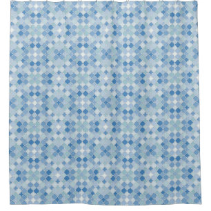 Rideaux De Douche Lattice Quatrefoil Motif Cerulean Blue