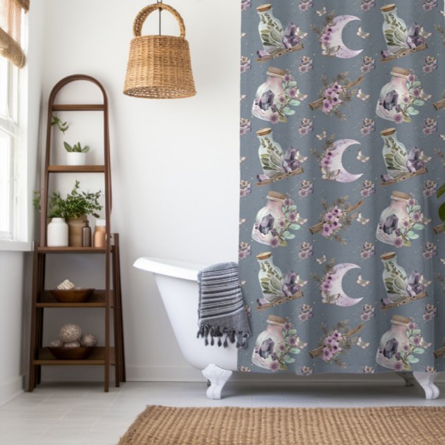 Rideaux De Douche Lavande mystique Boho Lavender Lune et potions (Créateur téléchargé)