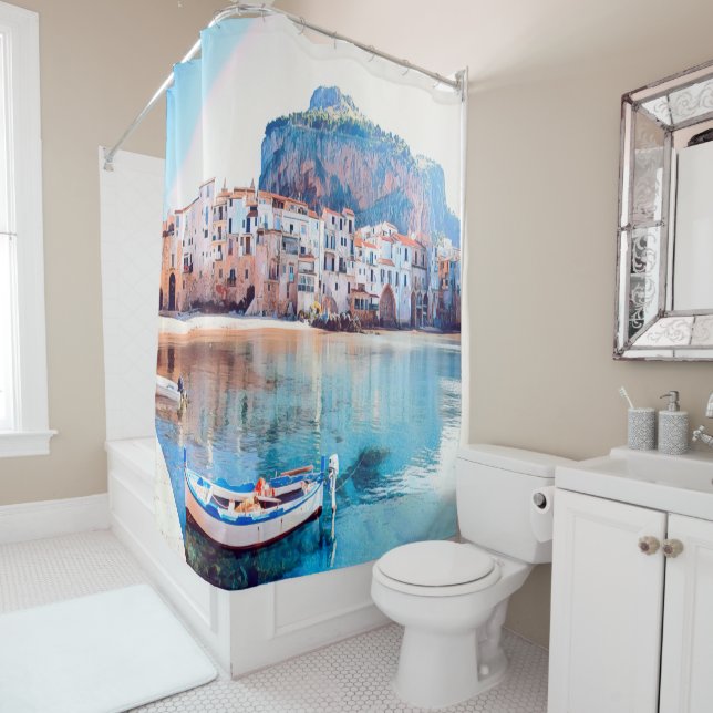 Rideaux De Douche ldp CEFALÙ - Sicile - plage - panorama (En situation)