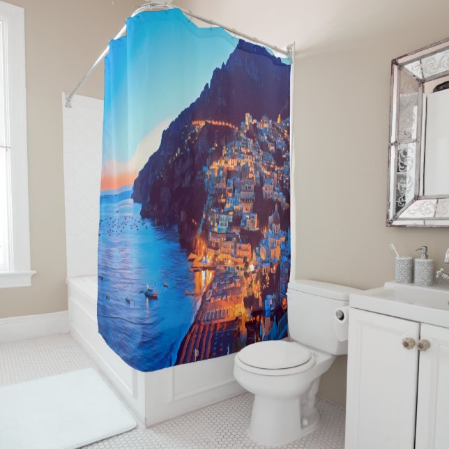 Rideaux De Douche ldp POSITANO Côte Amalfi - coucher de soleil pris  (En situation)