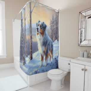 Rideaux De Douche Le Berger Australien Laisser Neige Noël