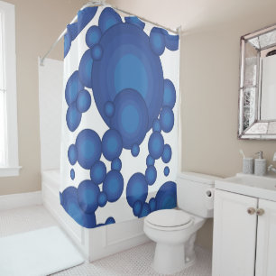 Rideaux De Douche Le cercle de style des années 70 Blue