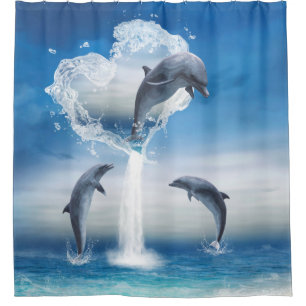 Rideaux De Douche Le Coeur Des Dauphins Dans L'Océan