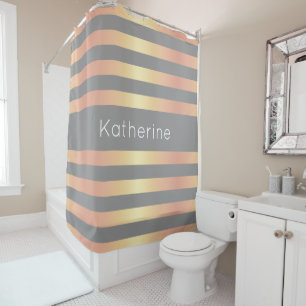 Rideaux De Douche Le gradient rose moderne élégant d'or barre le