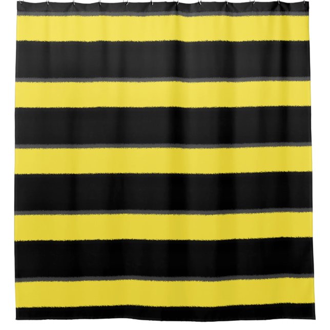 Rideaux De Douche Le jaune, noircissent les rayures (Devant)