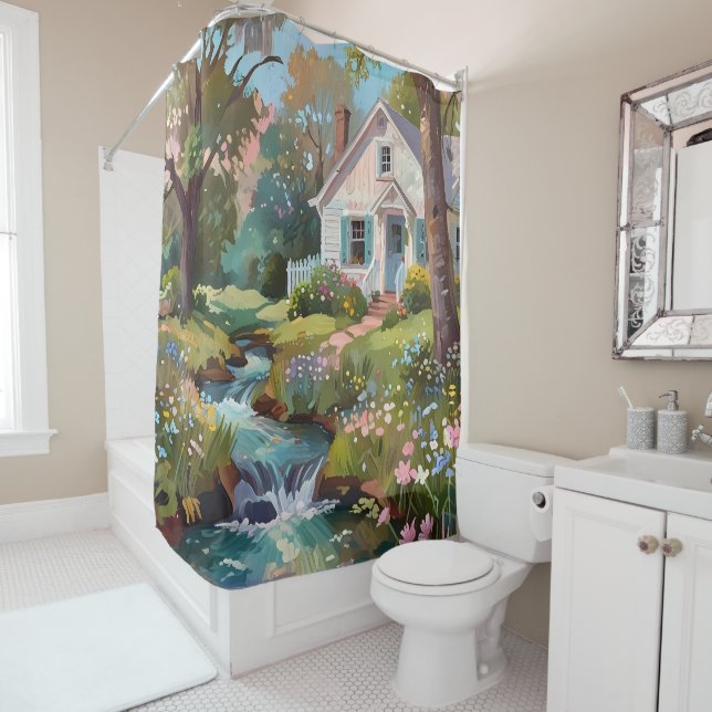 Rideaux De Douche Le paradis des bois : une retraite paisible dans l (En situation)