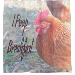 Rideaux De Douche Le petit-déjeuner de la poule Humour amusant
