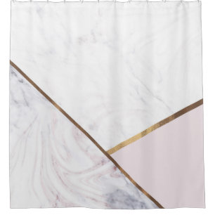 Rideaux De Douche Le remous rose de marbre d'or et rougissent charme