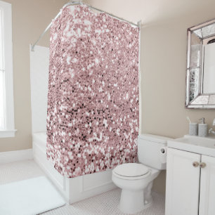 Rideaux De Douche Le rose de rose rougissent charme de paillette de