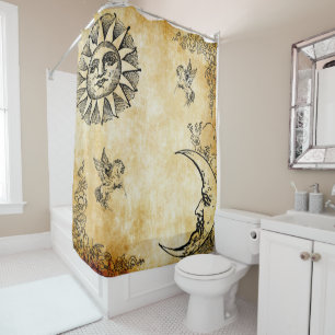 Rideaux De Douche le soleil avec la lune et le Pegasus