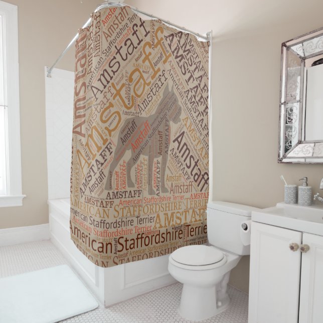 Rideaux De Douche Le Staffordshire Terrier américain - Amstaff (En situation)