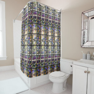 Rideaux De Douche Le verre souillé de Nouveau d'art fleurit le