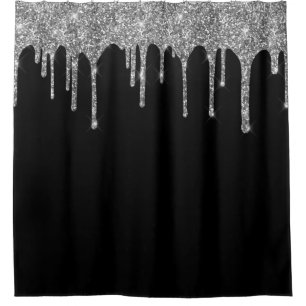 Rideaux De Douche Lecteurs de Parties scintillant argenté chic noir 