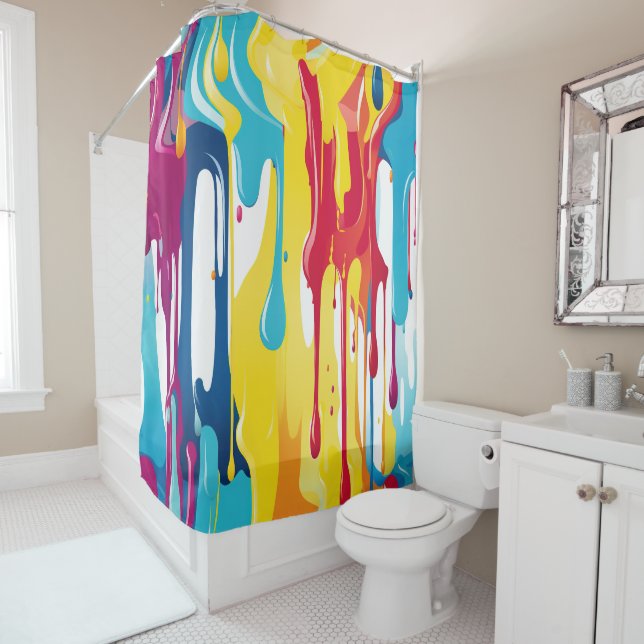 Rideaux De Douche Lecteurs de peinture Abstraits colorés (3) (En situation)
