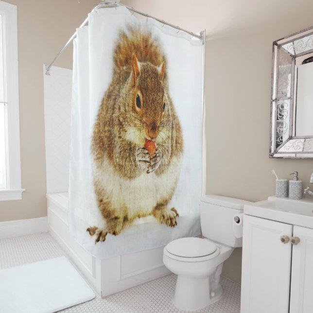 Rideaux De Douche L'écureuil qui aime l'maïs (En situation)