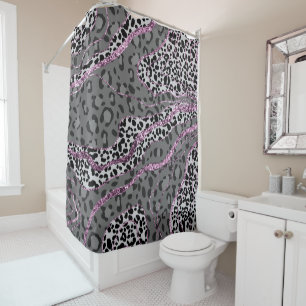 Rideaux De Douche Léo Imprimé Animal Paillettes Glam 3