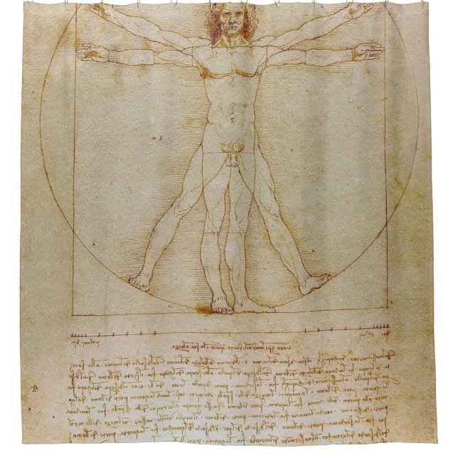 Rideaux De Douche Leonardo Da Vinci, Homme Vitruvien, Renaissance (Devant)