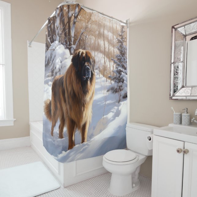 Rideaux De Douche Leonberger Laissez-le neiger Noël (En situation)