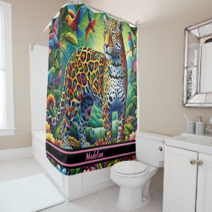 Rideaux De Douche Leopard Aura : Oiseaux Tropicaux Autour