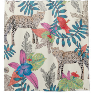 Rideaux De Douche Léopard dessiné à la main 