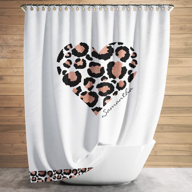 Rideaux De Douche Leopard Heart Cheetah Nom du Motif Heart (Leopard Heart Cheetah Pattern Name Heart Shower Curtain)