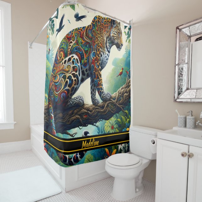 Rideaux De Douche Leopard Zeal : Des Motifs de la jungle dynamiques (En situation)