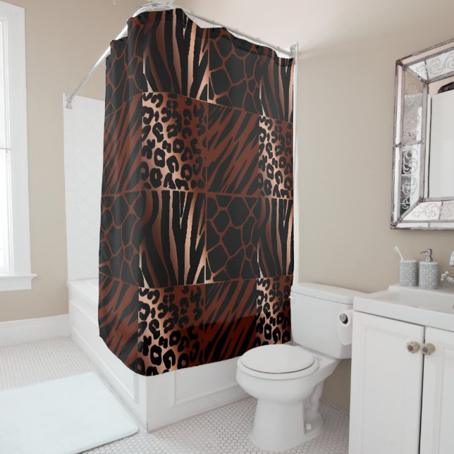 Rideaux De Douche Léopard, Zèbre, Giraffe, Design de tigre (En situation)