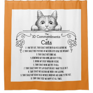 Rideaux De Douche Les 10 commandements des chats drôles