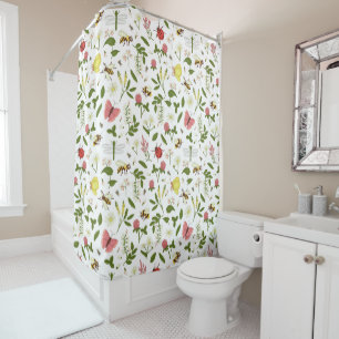 Rideaux De Douche Les abeilles Ladybugs et Butterflies