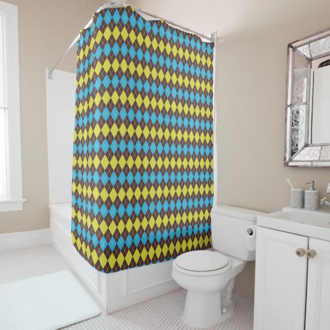 Rideaux De Douche les années 70 écossais tatan-Motif (En situation)