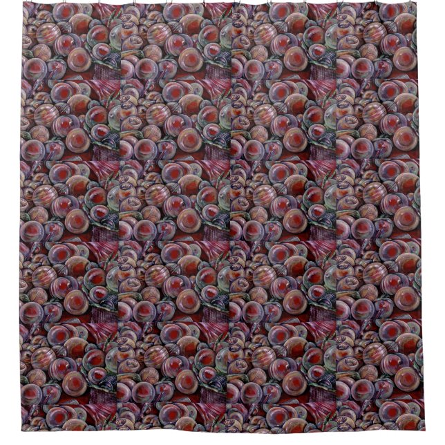 Rideaux De Douche Les balles de Noël rouges (Devant)