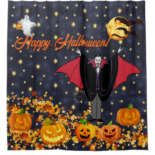 Rideaux De Douche Les Citrouilles fantômes d'Halloween personnalisen (Devant)