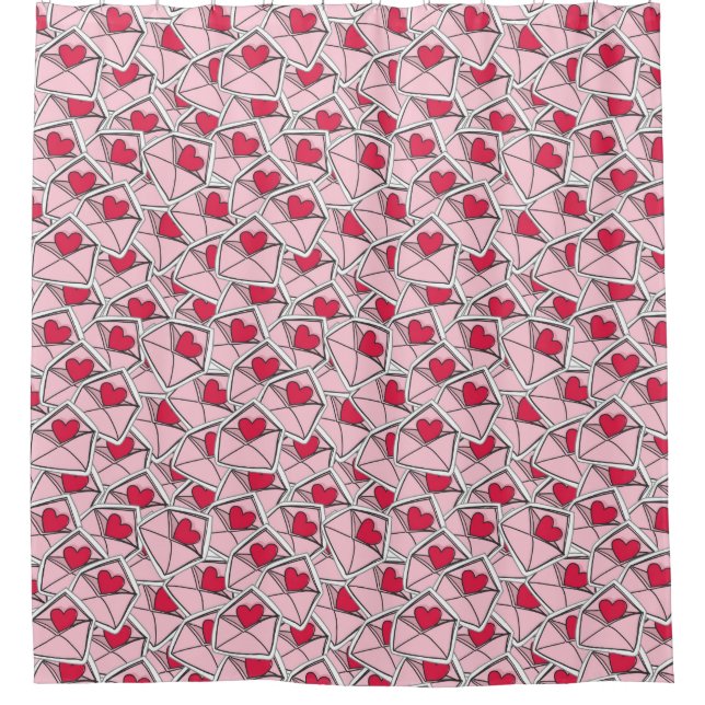 Rideaux De Douche Les coeurs de Valentine sur des enveloppes (Devant)