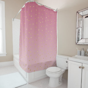 Rideaux De Douche Les coeurs d'or rougissent Ombre rose
